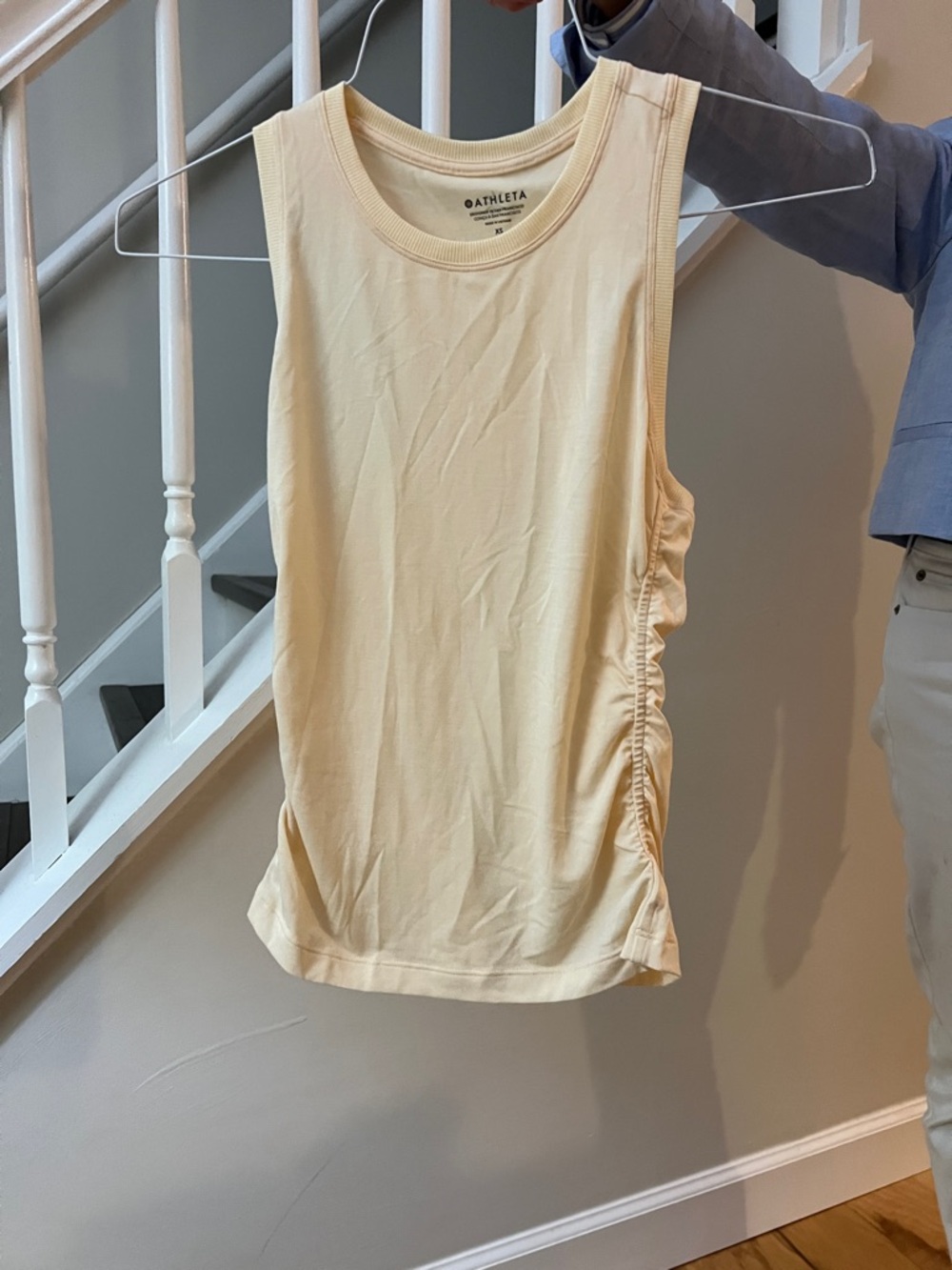 Athleta Cream Ruched Side Tank Top